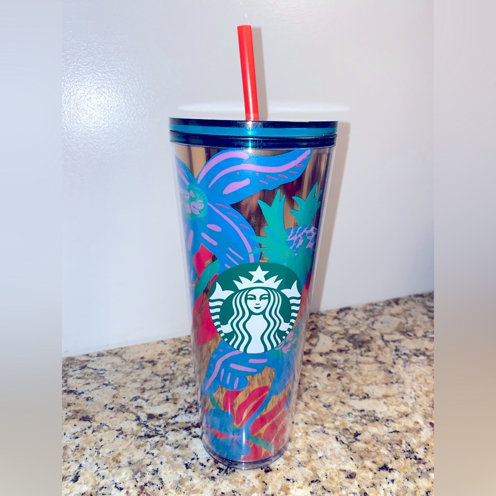 NEW Starbucks RARE Venti 24 Ounce Tumbler 2021 Foil Floral